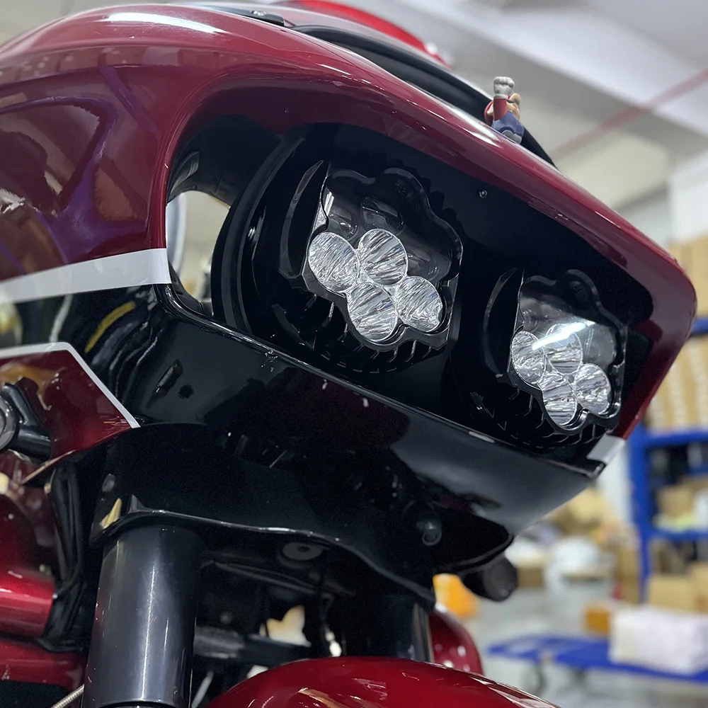 

Запчасти для мотоциклов, черная дорожная фара в стиле акулы с кронштейном, вилка и панель, фара для Harley Road Glide 2015-2023