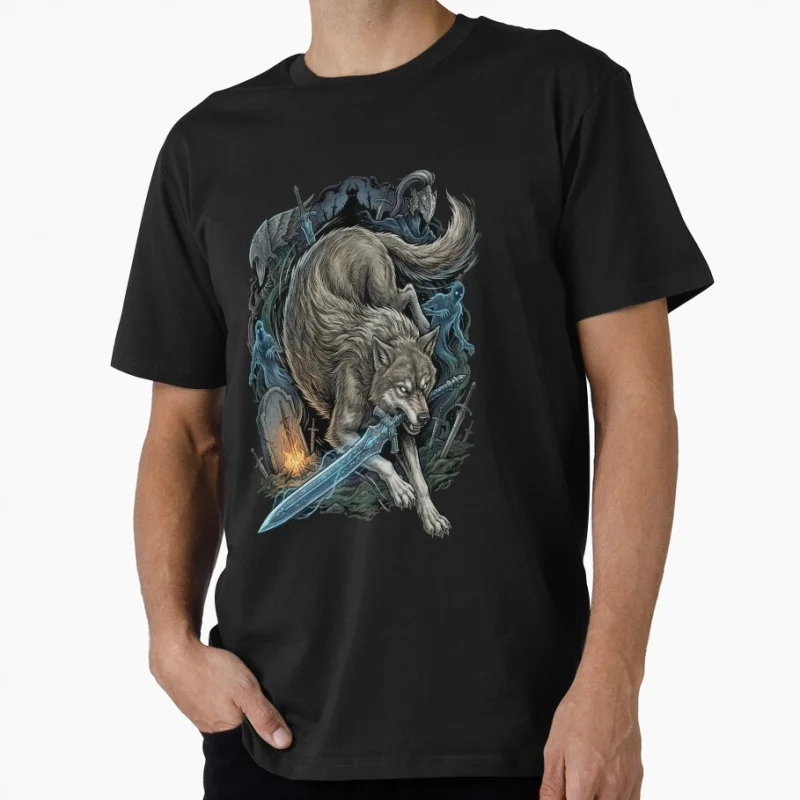 Camiseta con estampado de Great Grey Wolf Sif Loyal Knight Companion Gift, ropa gráfica de Dark Souls, camiseta de juego Retro, tallas estadounidenses S-6XL