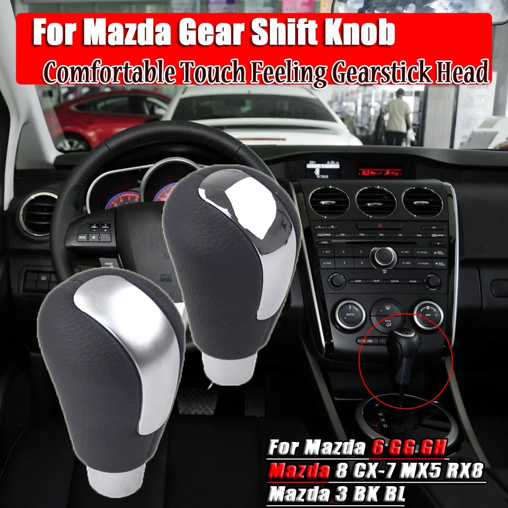 Automatic Gear Shift Knob Lever Shifter AT Shift Lever Knob For Mazda 6 GG GH / 8 CX-7 MX5 RX8 / 3 BK BL Car Accessories