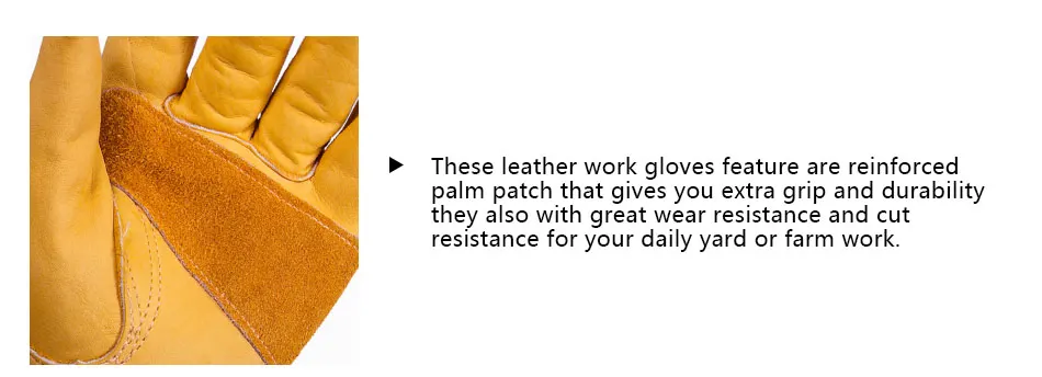 Guantes de trabajo de cuero para hombre, guantes de seguridad de piel de vaca amarilla, resistentes, protectores, para c
