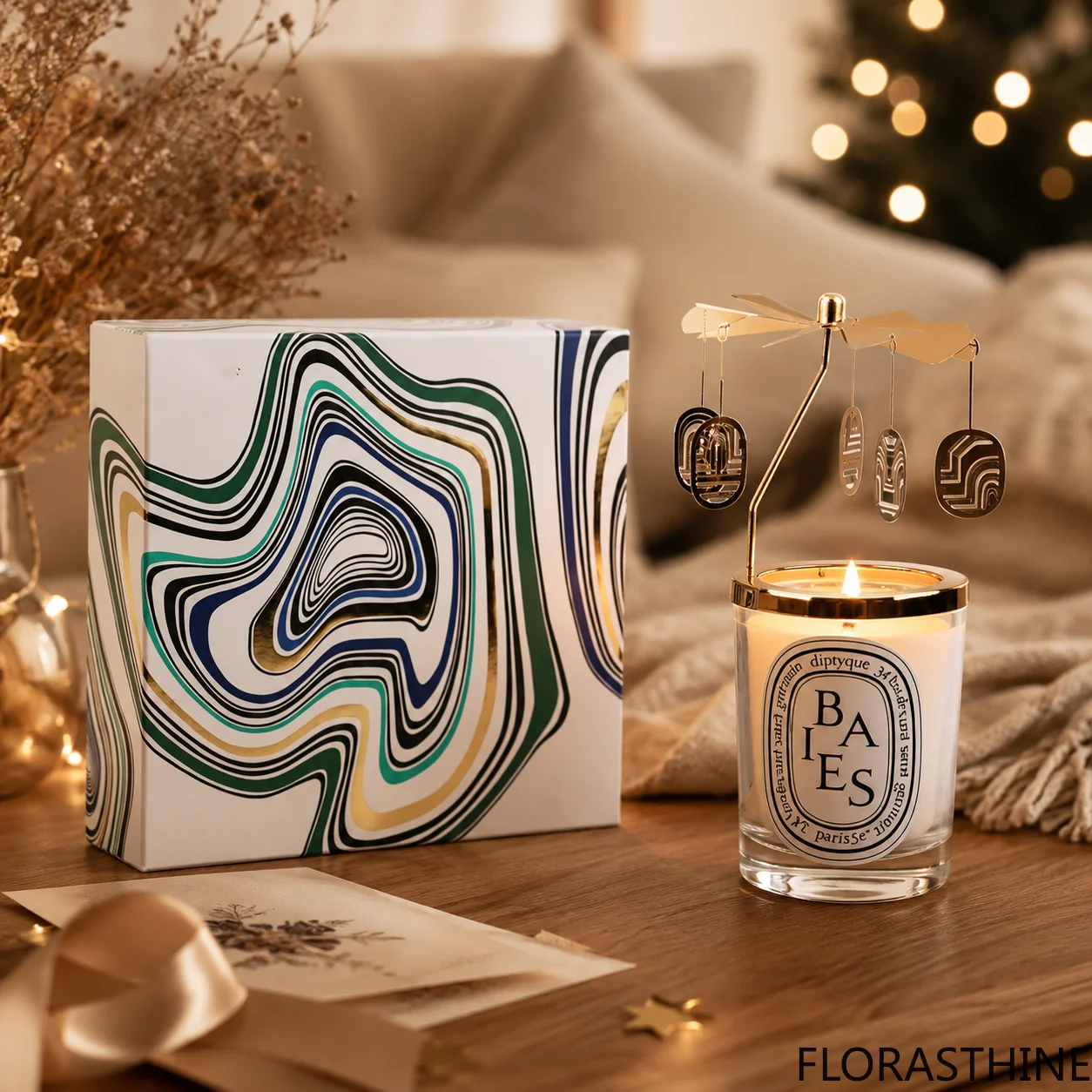 Rotating Metal Candle Diptyques THolder Carousel Tabletop Valentines Wedding Party Centerpiece Gift Scented Boxed Candles