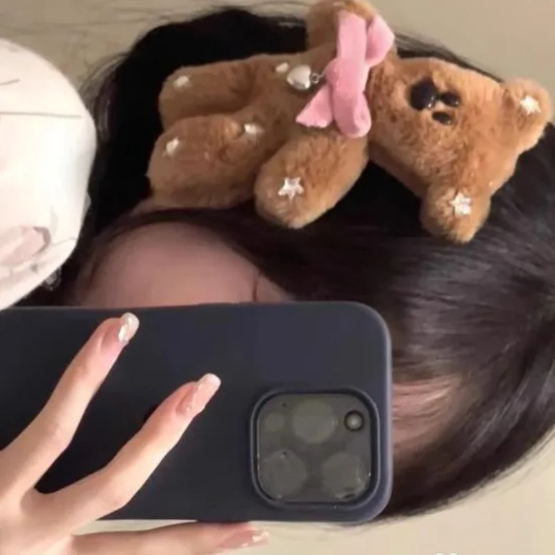 

Милая мягкая плюшевая заколка-бабочка с медведем для женщин, украшения, креативные заколки с челкой для девочек, мультяшная заколка BB, аксессуары для волос