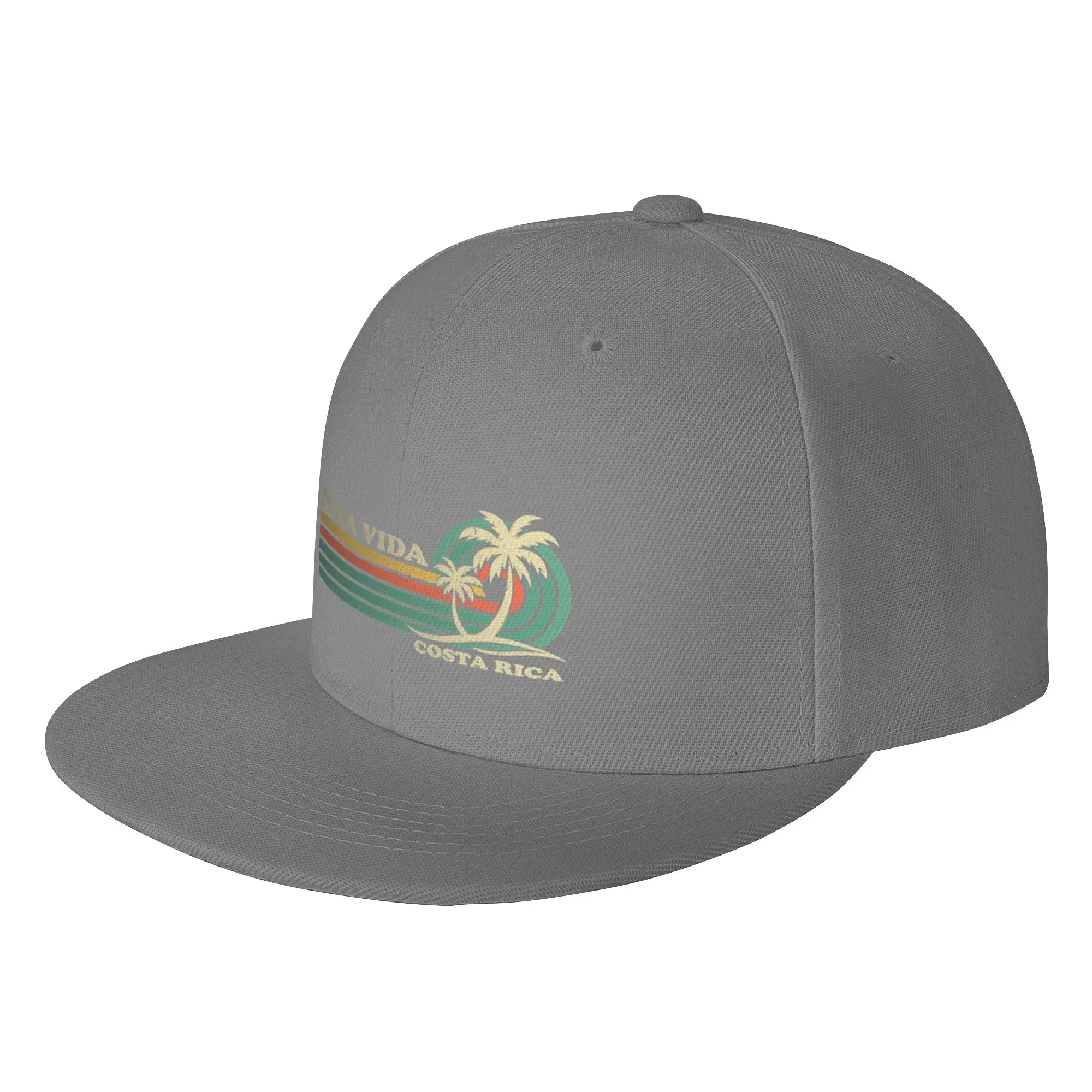 Fashion Retro Vintage Family Vacation Costa Rica Pura Vida Beach Flat Brim Sun Hat  Unisex Denim Hat Mesh Cap