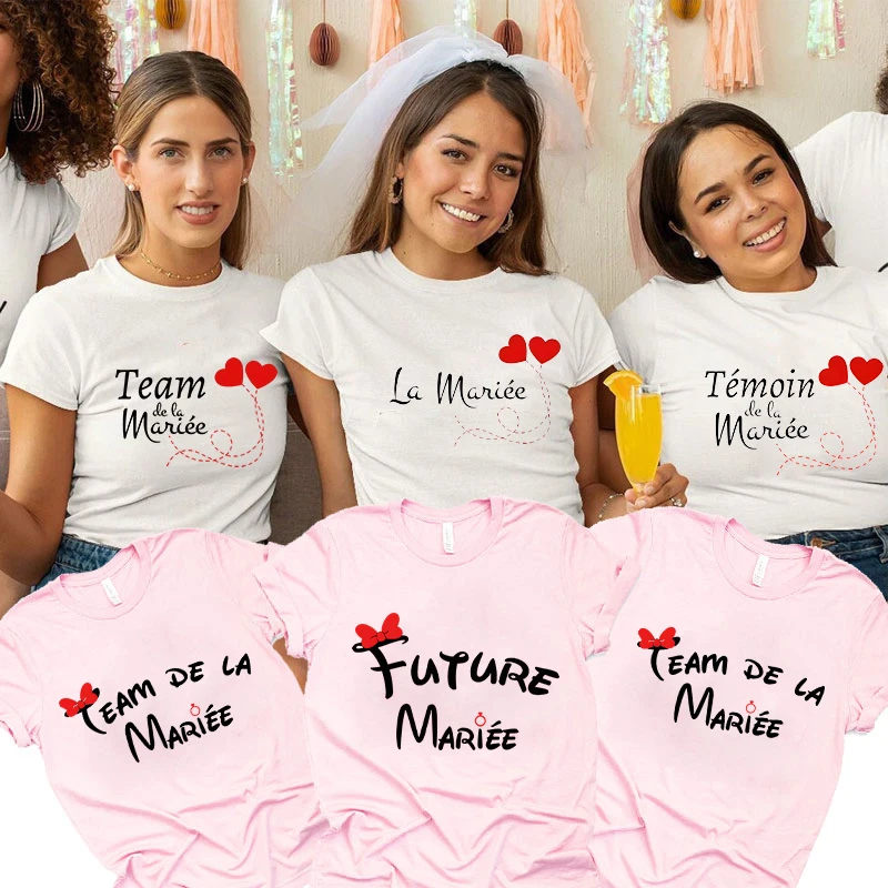 Bachelorette Hen Party Evjf Future Team Bride T-Shirt French Women Short Sleeved Tees Graphic Tops Bridal Shower Wedding Clothes