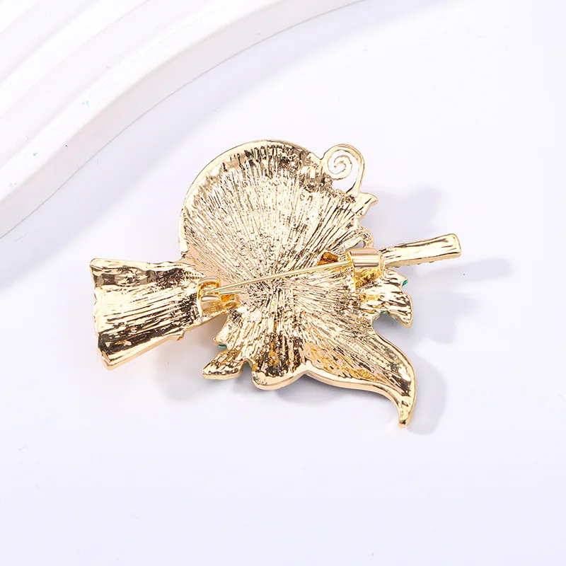 Personality Rhinestone Pumpkin Witch Brooches for Women Creative Enamel Hat Flower Broom Pins Halloween Jewelry Accessories