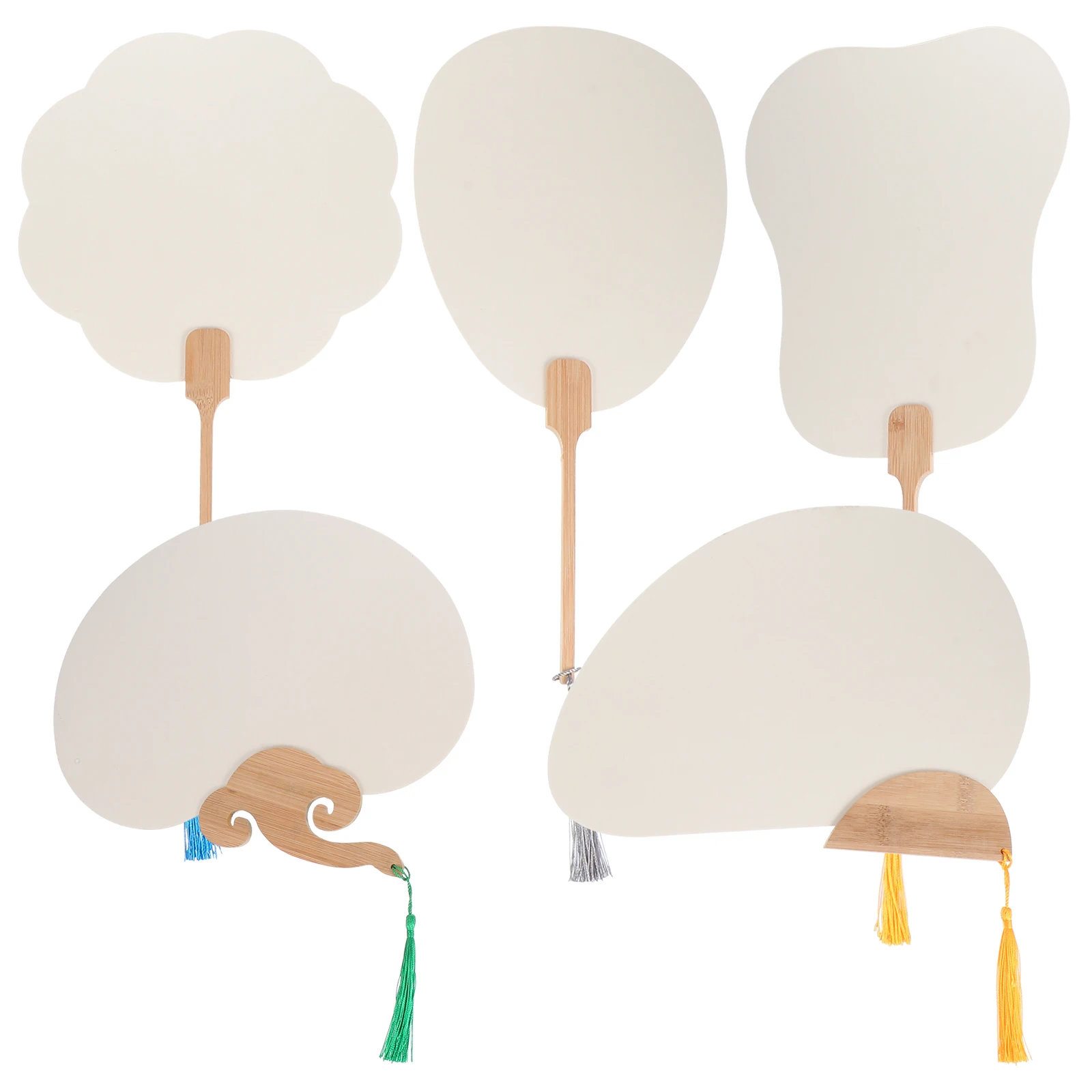 

5pcs Blank Round Fans for Kids Art Craft Premium Wooden Frame DIY Paper Fan Decorative Hand Fans White Art Supplies