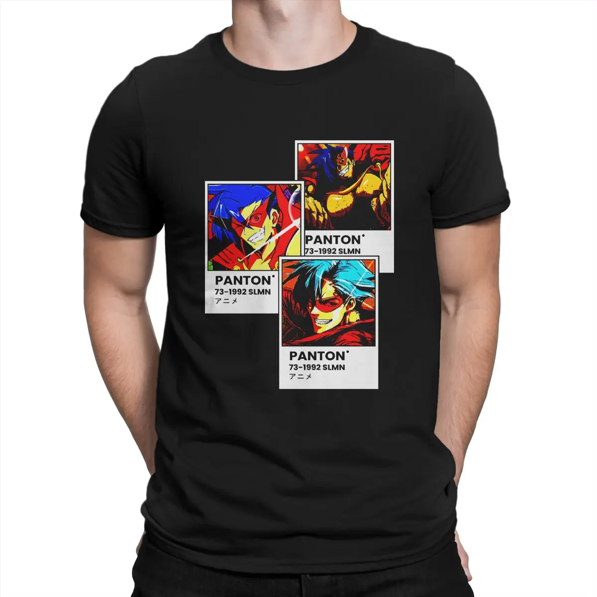 Men's Kamina Tengen Toppa Gurren Lagann Panton Anime T Shirts Tengen Toppa Gurren Lagann 100% Cotton Clothes Short Sleeve