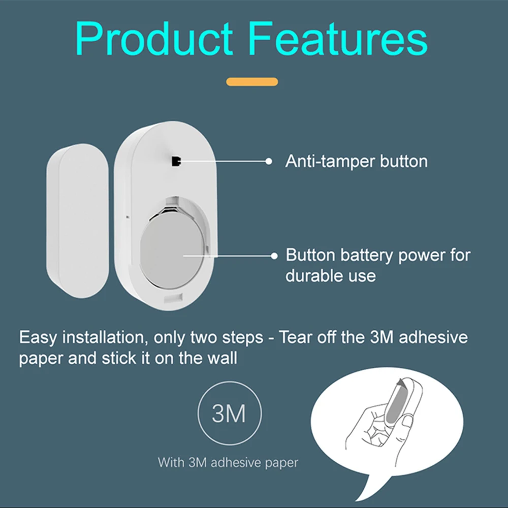 ZONAN D30 Mini 433MHz Wireless Window Door Sensor for Home Burglar Security Alarm System Remote Control Door Lock Android Ios