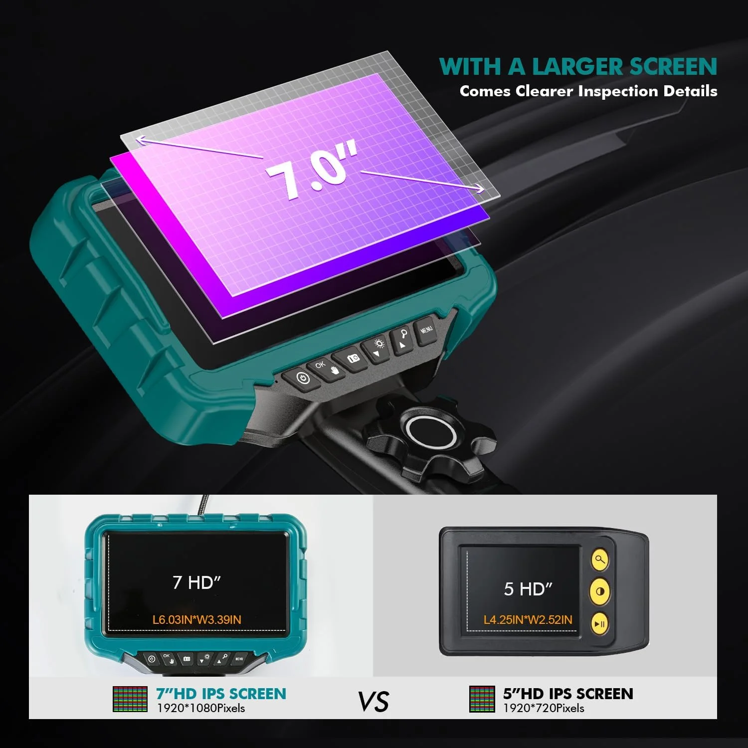 7 Inch Screen 360 Industrial Sewer Piping Degree Rotating Dual Rotary Drain Endoscope Inspection Camera 3.9mm Joint For Cars