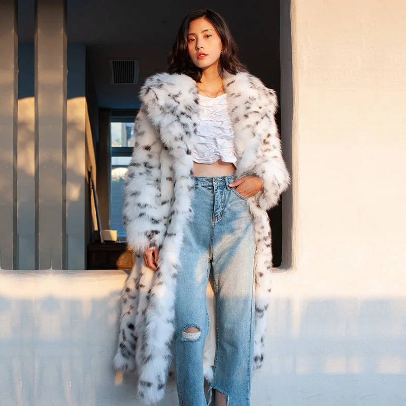 Faux Fox Fur Coat Women Thermal Plush Long Jacket Causal Loose Cardigan Fur Coat 2024 Winter Fashion High Quality  Fleece Coat