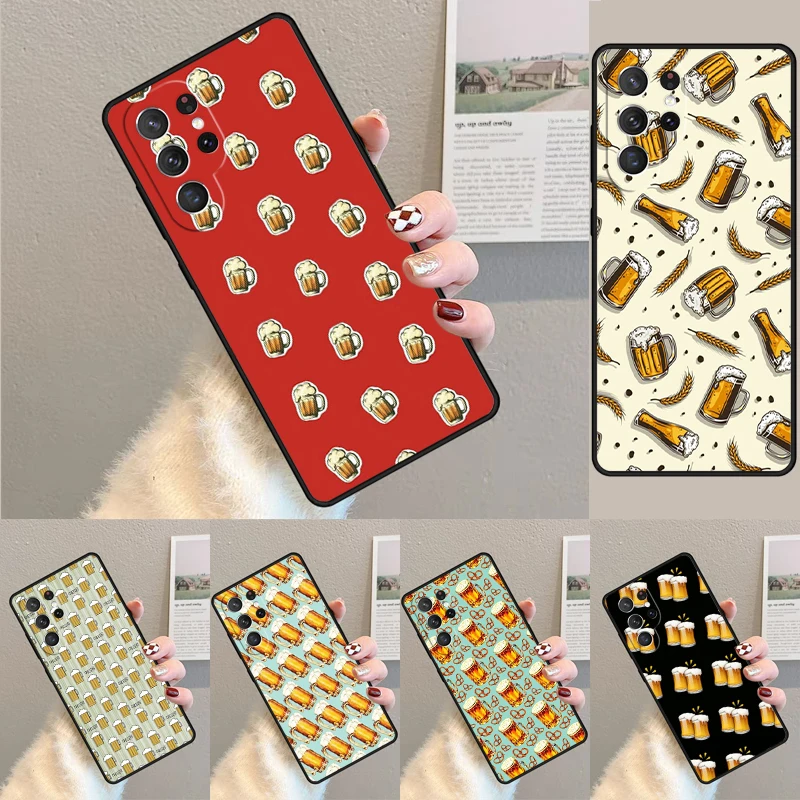 Cover Voor Samsung Galaxy S24 S25 Ultra S21 S22 Note 10 20 lite Plus FE S23 EEN Glas bier Alcohol Telefoon case Coque