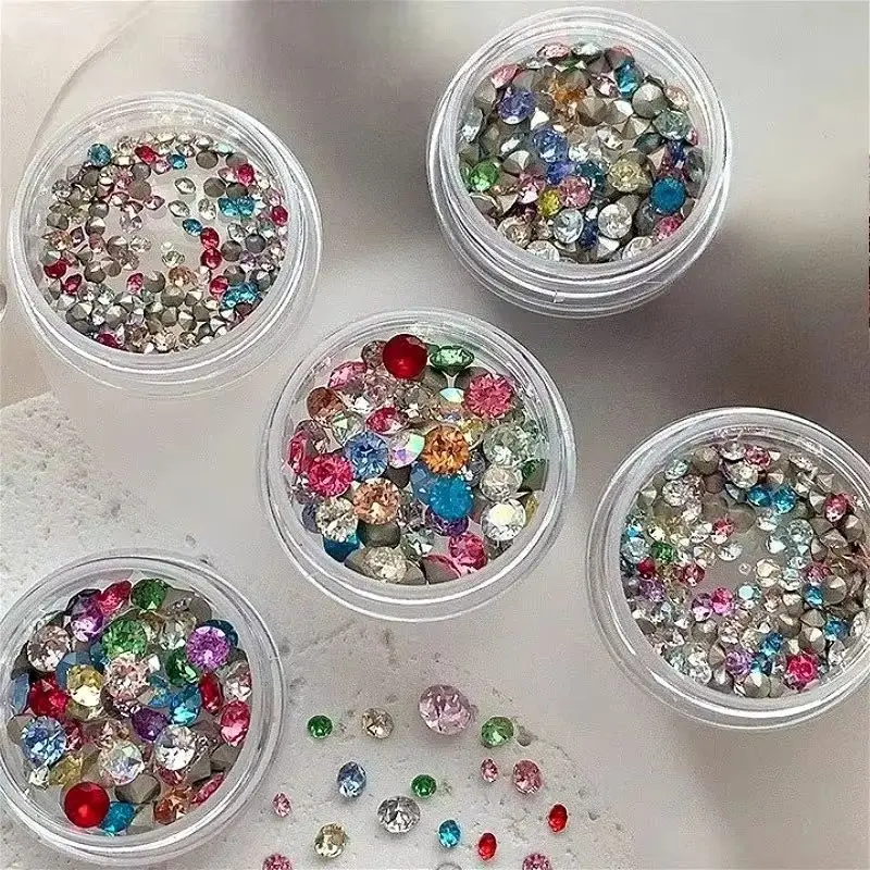 Schimmernde Kristall-glänzende Strasssteine, Glitzerpulver, Pailletten, Herz, Stern, Mond, ultradünn, bunt, Nagelkunst-Zubehör, Dekorationen