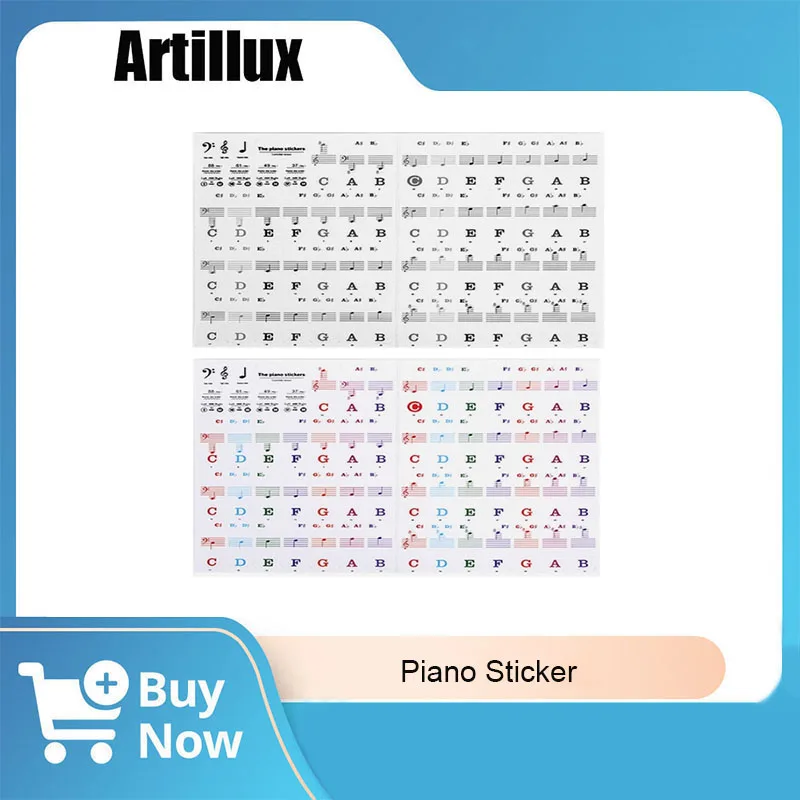 

1Pc Piano Sticker 88/61/54 Key Universal Keys Black/Color Available Removable Music Stickers for Beginner Keyboard Accessories