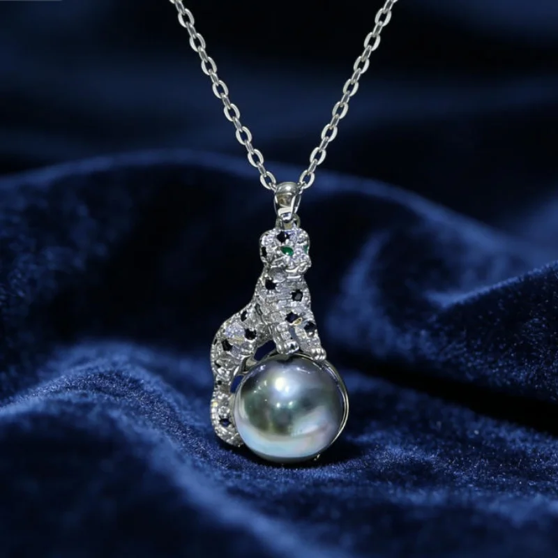 Amazing AAAAA 11-12mm South Sea Black Round Pearl Pendant Necklace 18 inch 925s