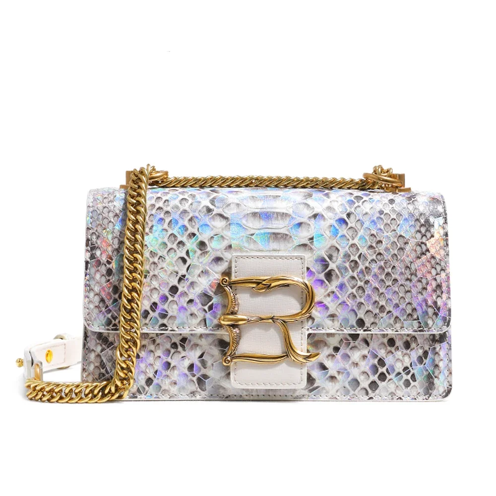 

ouluoer new Python Leather Women snake falp casual Python leather single shoulder chain fashion messenger bag