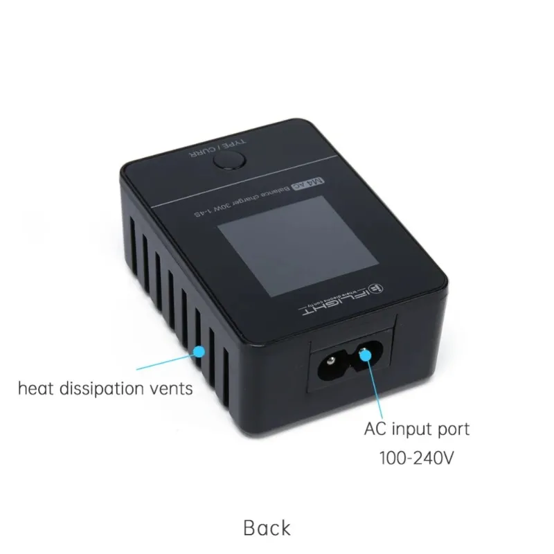 IFlight M4 AC 30W 2.5A cargador de equilibrio de batería inteligente 2-4S pantalla de ángulo de visión completo salida 100-240V XT30 para Dron de carreras con visión en primera persona