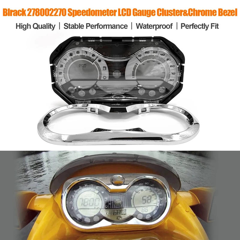 

278002270 LCD Speedometer Gauge Cluster with Chrome Bezel for Seadoo GTX RXP RXT Wake Series 2006-2011 #27800214