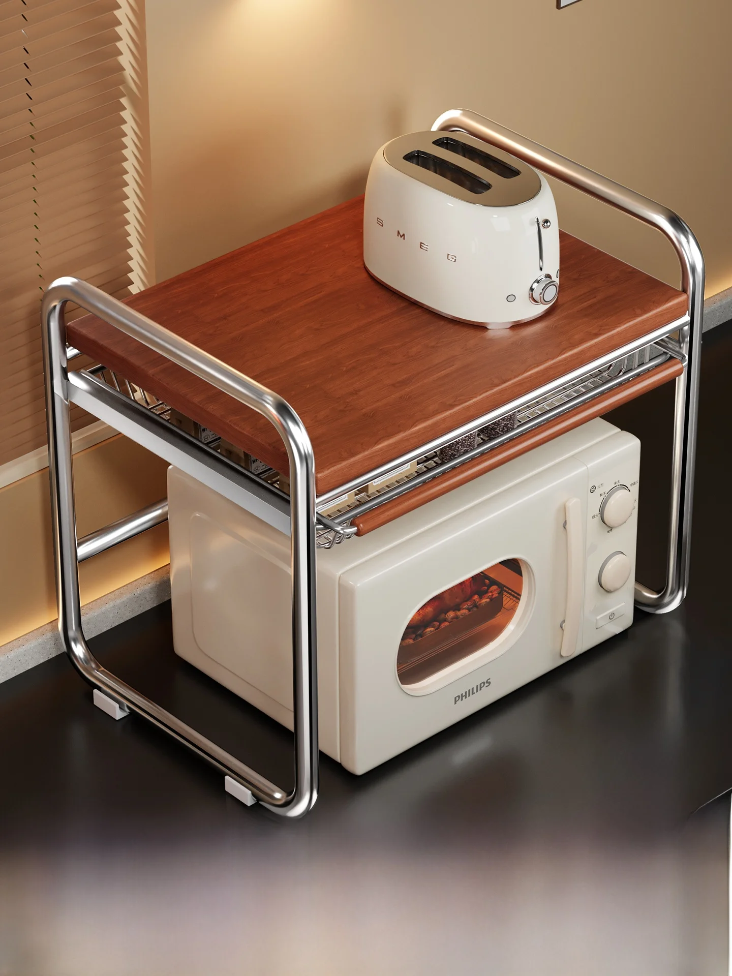 

Multi-Functional Der Sle Microwave Oven Ra Kitchen Countertop Storage elf Rice Cooker Pot Holder Rectangular Carbon ...