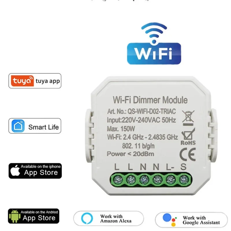 Tuya D02-1C 220-240V intelligent solution wifi intelligent dimming on-off device mobile phone remote control remote switch