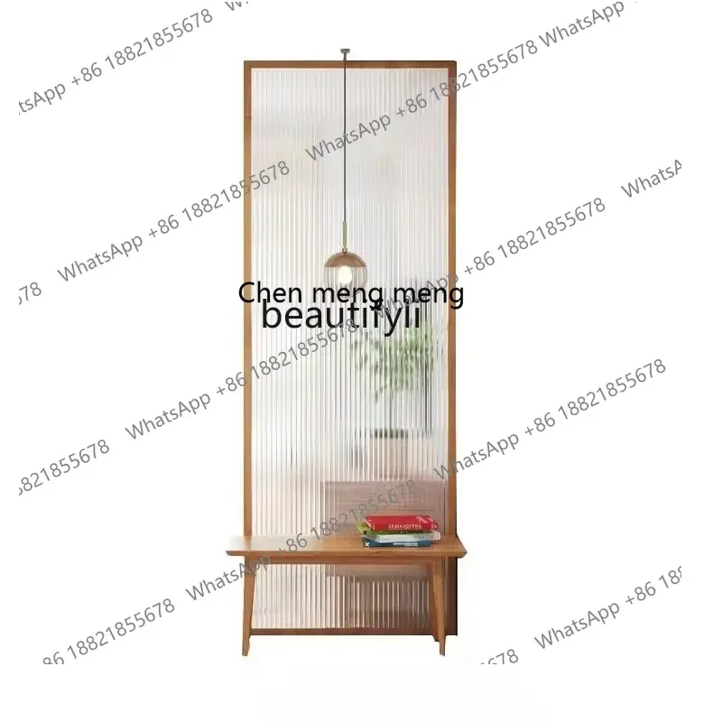 cc182R11 Japanese-Style Changhong Glass Solid Wood Subareas Screens Nordic Entrance Block  Living Room Simple Slightly Luxury De