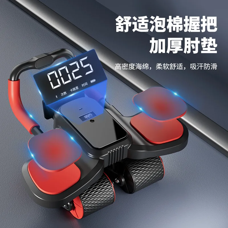 Digital Display 4-Wheel Abdominal Wheel for Home Gym - Auto Return Abdominal Trainer for Belly Fat Loss