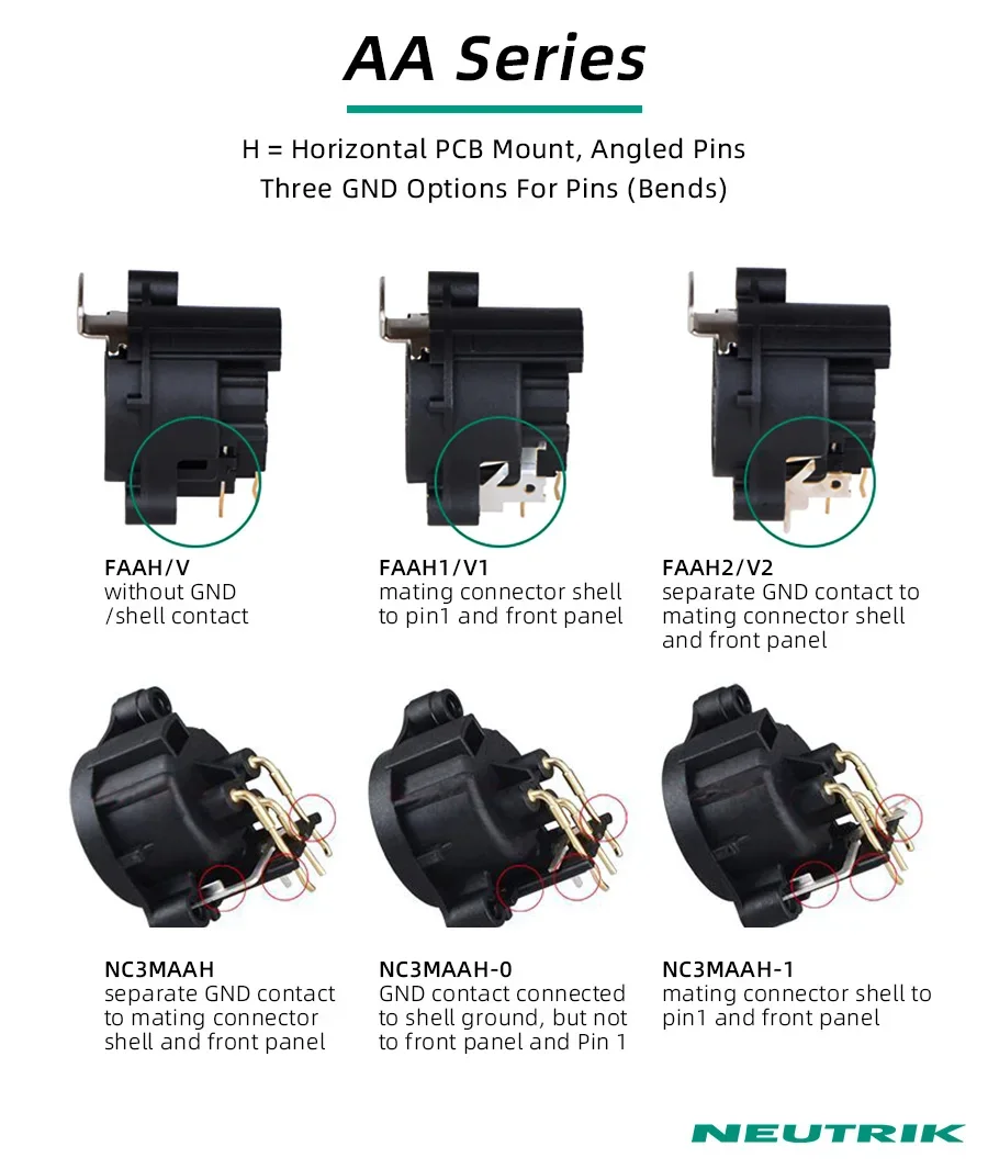 Original Neutrik 3 Pin XLR PCB Mount Panel Connectors Bronze Contacts Male Female Chassis Connectors Socket with / No Latch Lock