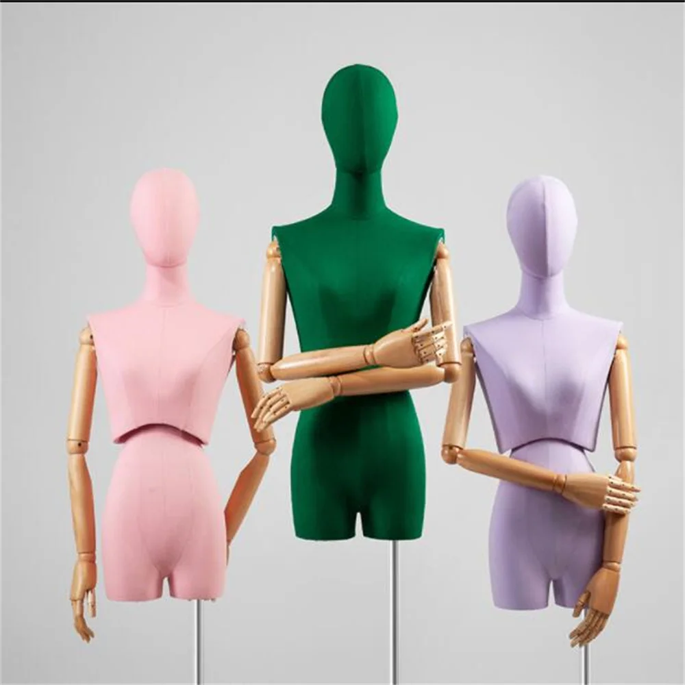 

Full Sewing Mannequins for Women, Female Head Cloth, Wood Arm Pulley Base, Wedding Twist Split, Adjustable Rack, E146