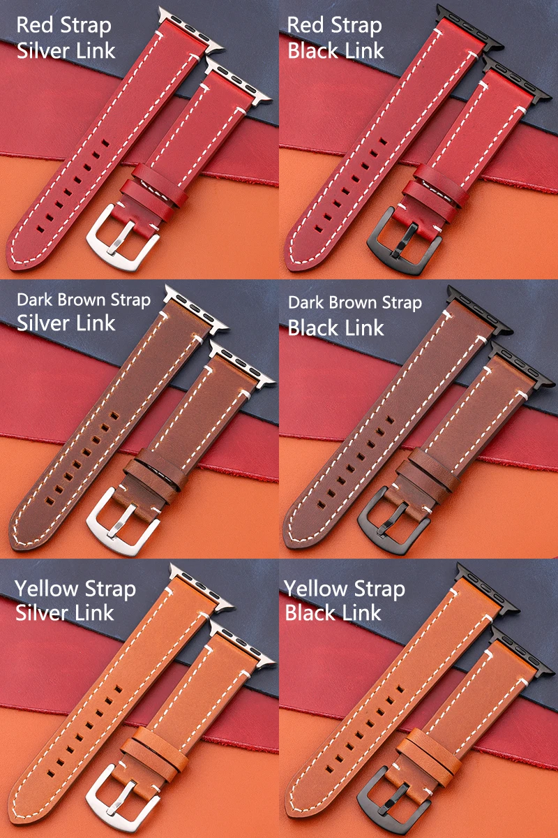 Echtes Lederarmband für Apple Watch Band Serie 7 6 5 4 Se Armband 44 mm 45 mm 40 mm 41 mm 42 mm 49 mm Damen Herren Iwatch Armband – Detail 4