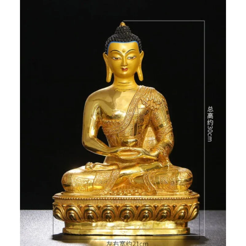 

30cm Amitabha Buddha Medical Statue Tibet Buddhism Brass Gold Plated Sakyamuni