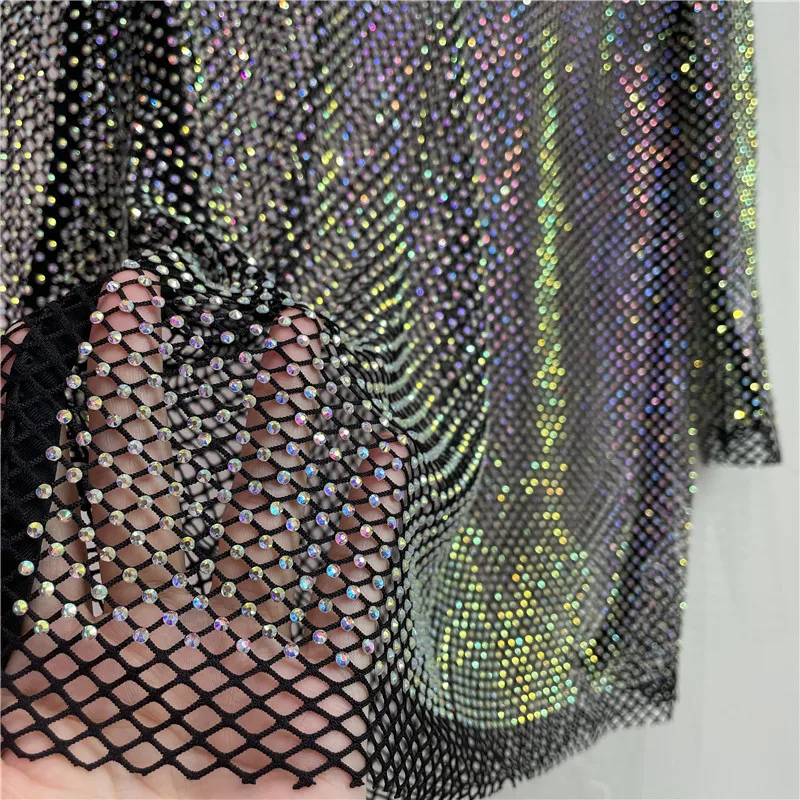 Chic Ins European French Bling Luxury Diamond Mesh Tops Sexy Ladies Pullovers Celibrity High Street Long Sleeves Women Blouses
