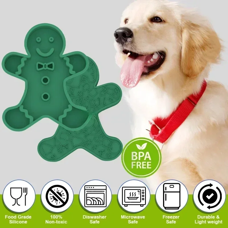 New Design Christmas Pet Supplies Gingerbread Man Shaped Dog Bowl All In One Silicone Personalized Pet Bowl