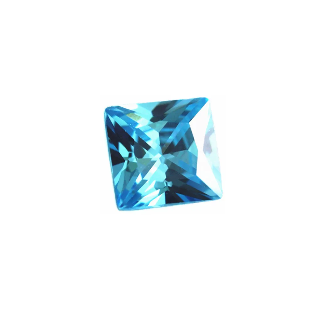 Aquamarine Square Faceted Gemstone Princess Cut Aquamarine Gem Multiple Sizes to Choose