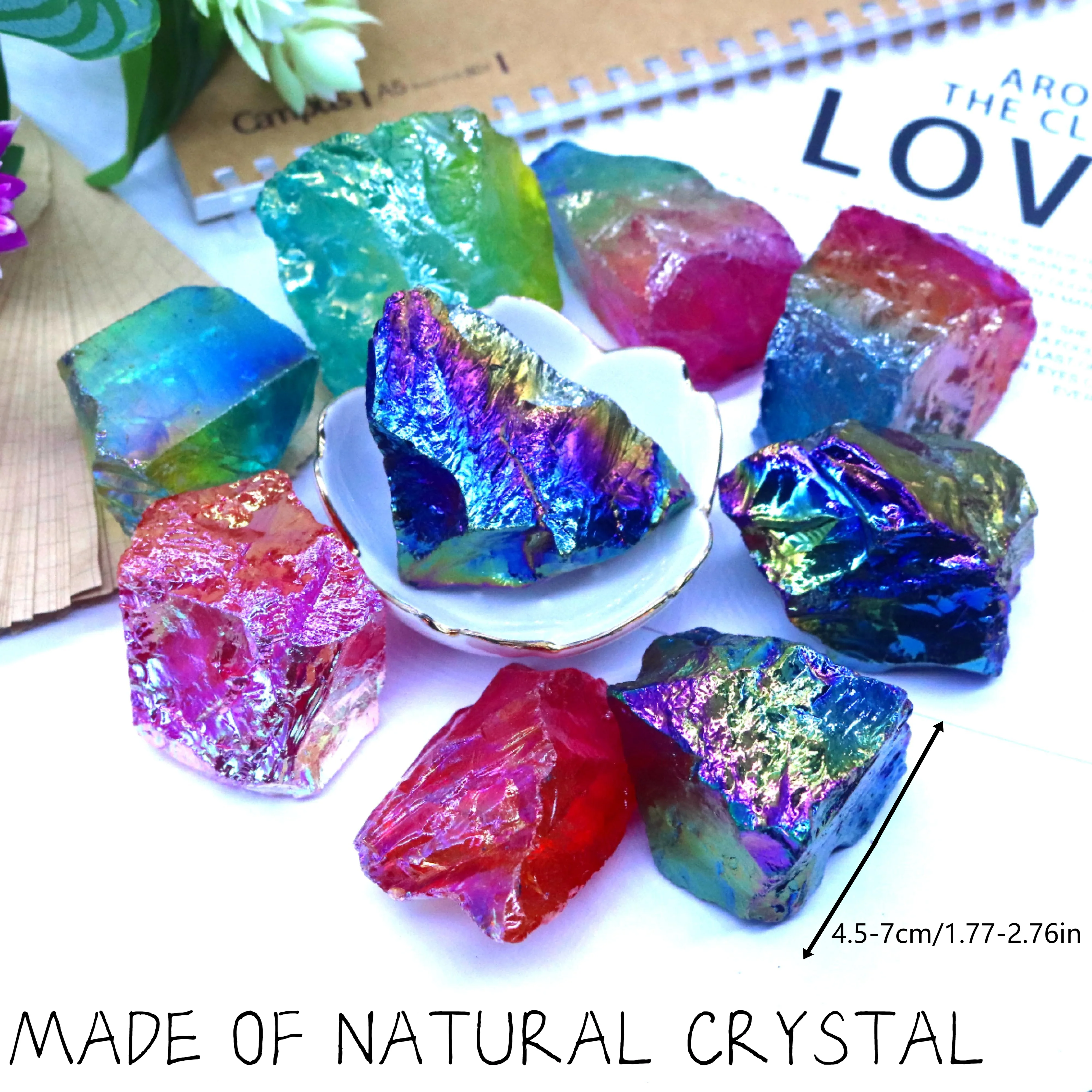 1pc Natural Crystal Raw Stone, Plated Crystal, Vase Filling Material, Gifts for Children/Lover, Collection, Souvenir, DIY