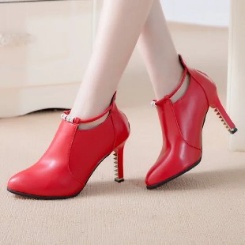 High Heeled Women's 2024 Spring /Autumn New Sexy Pointed Thin Heel Black Fashion Boots Zapatos De Mujer