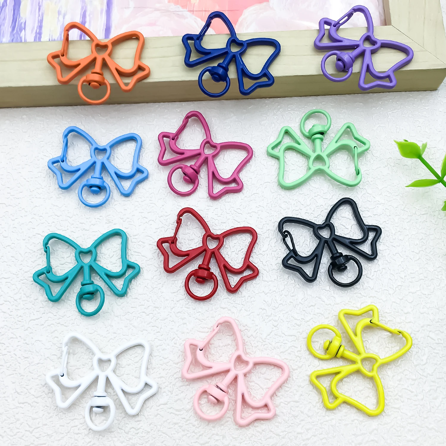 Women'S Key Accessories - 10pcs 32.5x39mm Color Matte Bow Swivel
