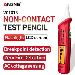 ANENG VC1018 Rilevatore di tensione Tester di circuito Tester di tensione a penna NCV AC Tensione 1000V Voltmetro Cicalino Rivelatore Strumenti di test