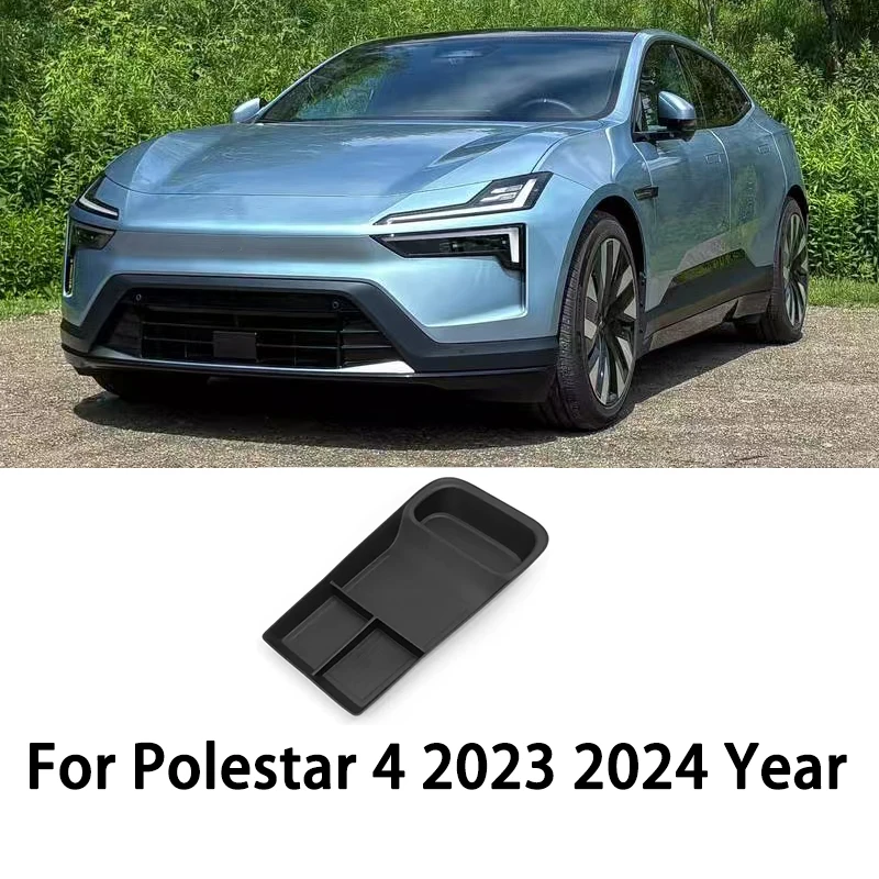 For Polestar 4 2023 2024 Year Car Central Storage Box Center Console Lower Layer Tray Organizer Accessories Tidying BLACK