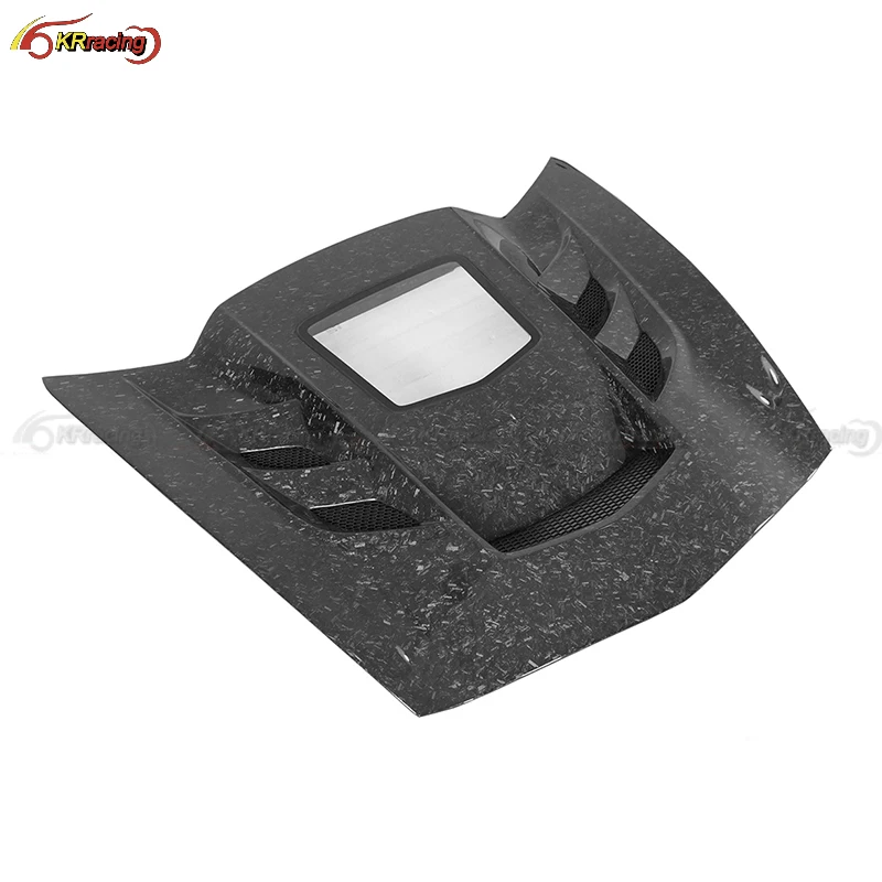 Upgrade Forged Carbon Fiber Car Hood Bonnet With Glass for  Corvette C7 Z06