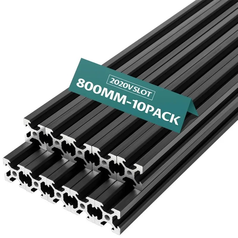 2020 فولت فتحة الألومنيوم النتوء الأوروبي القياسية بأكسيد السكك الحديدية الخطية لأجزاء الطابعة ثلاثية الأبعاد وCNC لتقوم بها بنفسك 800 مللي متر الأسود