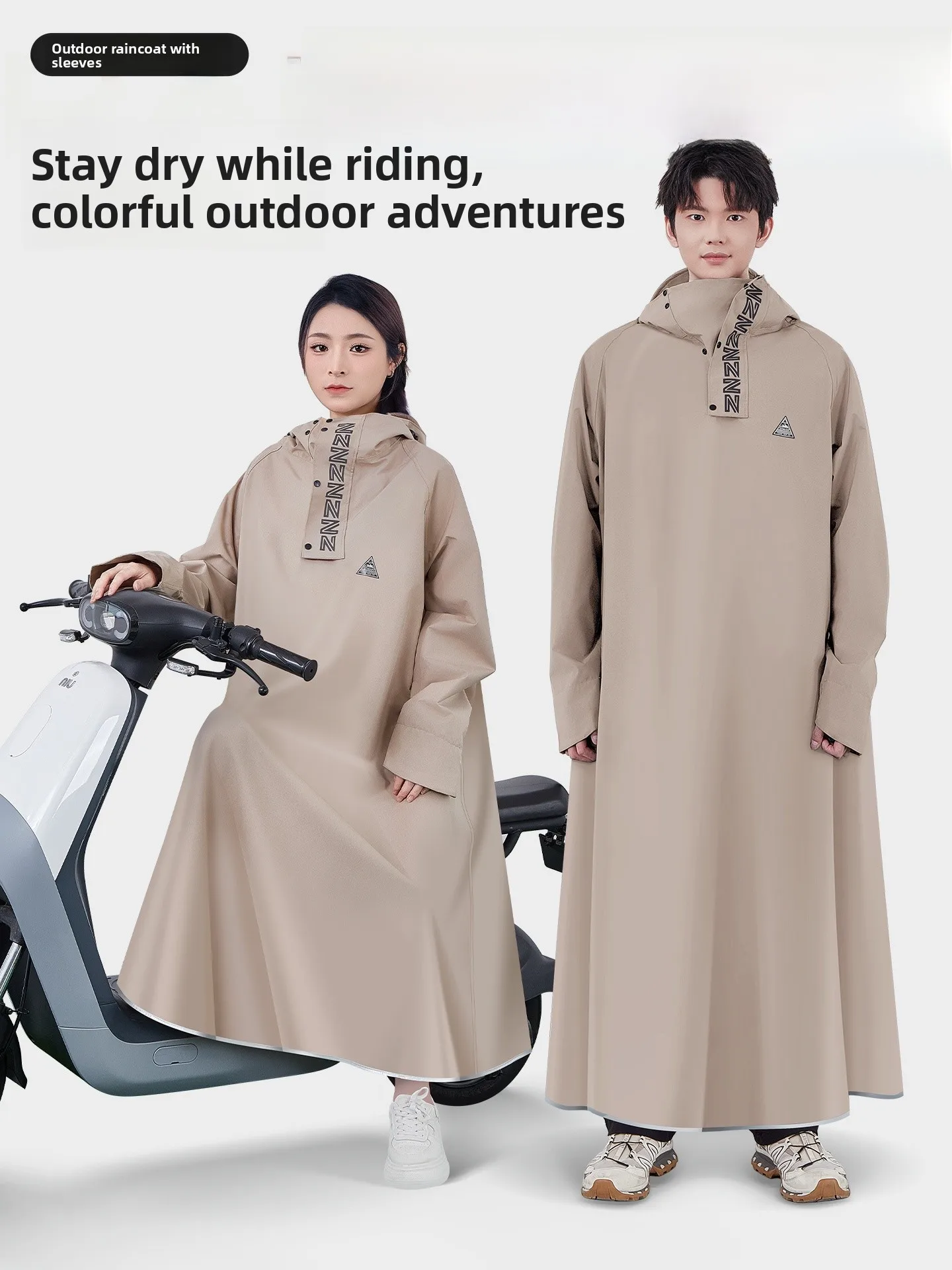 

Thickened Long One-Piece Motorcycle Raincoat with Sleeves for Men Adult Vehicle Raincoat Full Body Waterproof