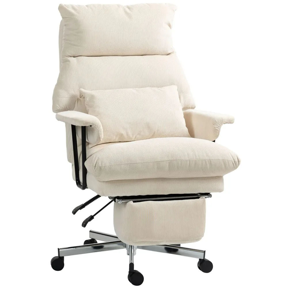 

Executive Office Chair with Lumbar Support, Footstool, High Back Reclining Padded Desk Chair with Lumbar Support