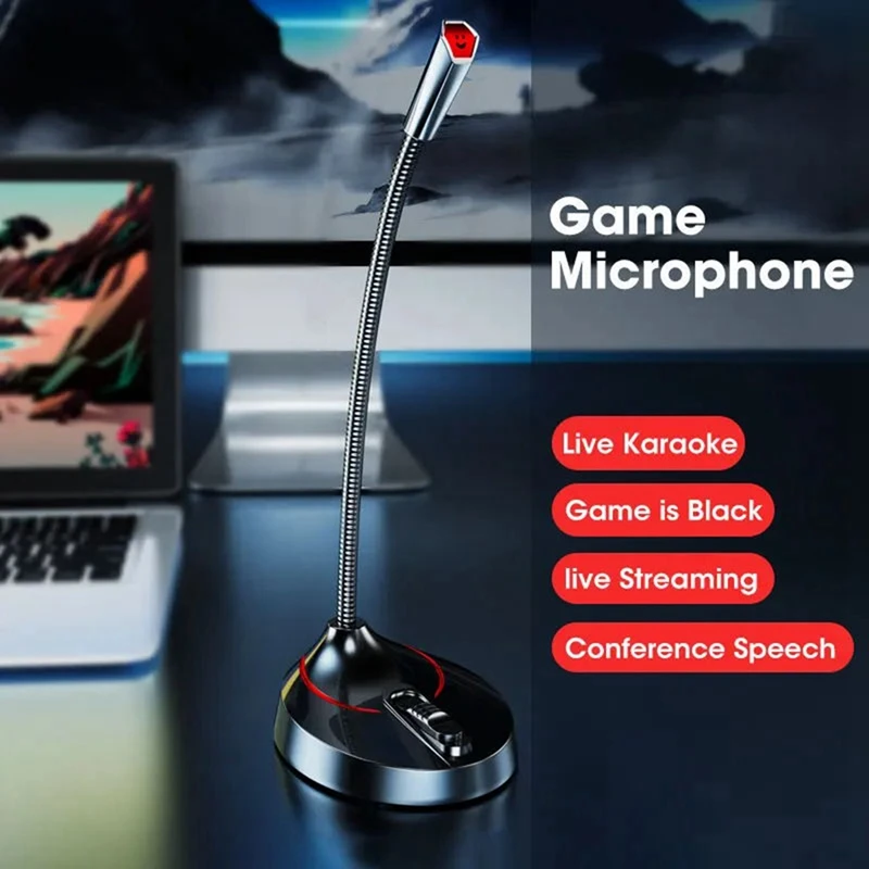 3.5mm Wired Microphone with Loud Speakers for PC Laptop Clear Sound Plug and Play Ideal for Meetings Studio Speech-AD33