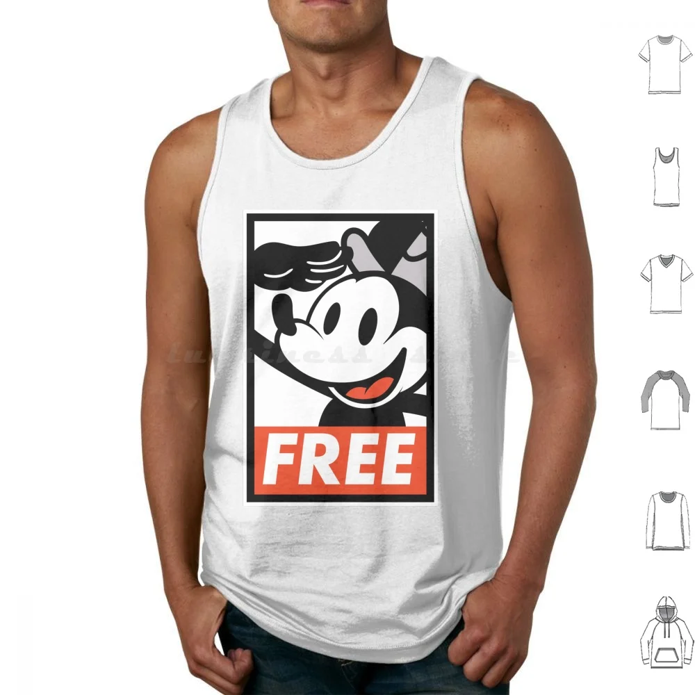 Free Willie Tank Tops Print Cotton Steamboat Willie Mickey Holiday Free Public Domain