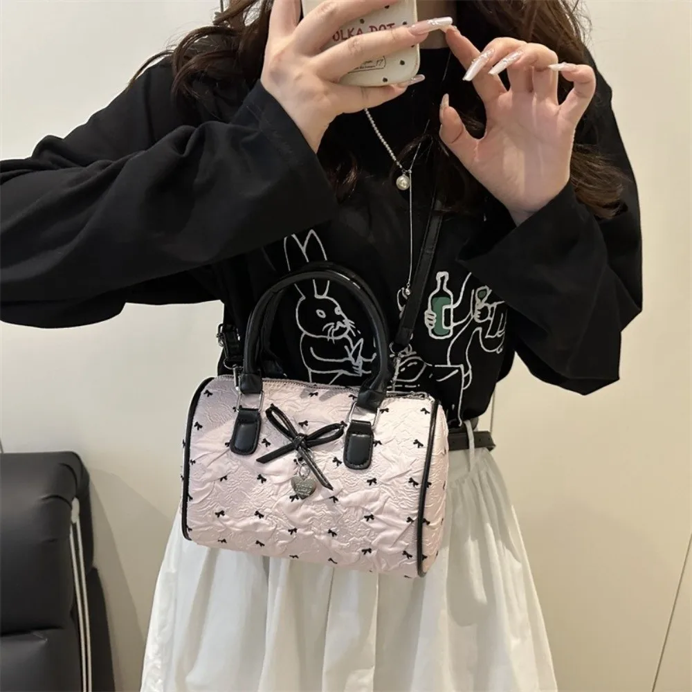 

Trendy Korean Bow Pillow Bag Small Versatile Bow Crossbody Bag PU Leather Sweet Women's Handbags Purses
