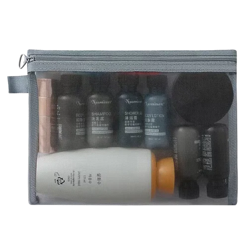 Imagen 2 del producto Organizador negro pequeño y grande para mujer, bolsa de aseo y maquillaje, bolsa de cosméticos con cremallera de malla transparente, organizador necesario