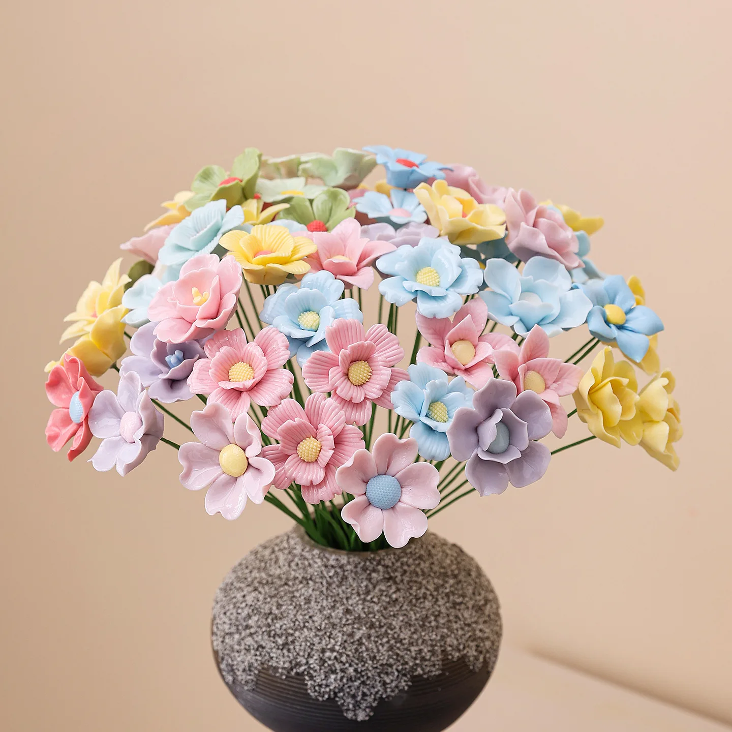 5 Stück Wildblumen Hochtemperaturbeständige Handgefertigte Keramik-Simulationsblumen Ewige Blumen für Geschenke und Heimdekoration – Detail 4
