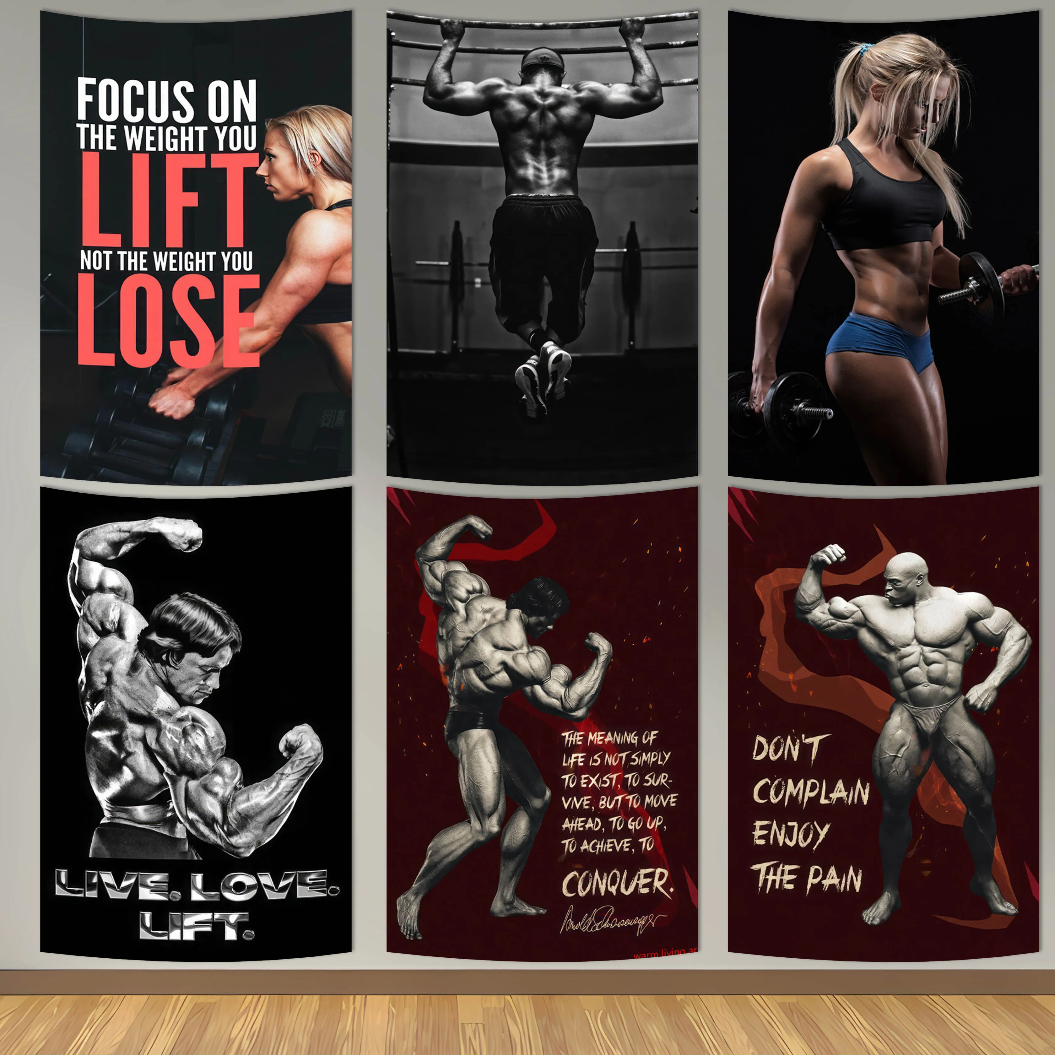 

Classic Aesthetic Wall Decoration Tapestry Bodybuilding Muscles Fitness Gym Printed Canvas Poster