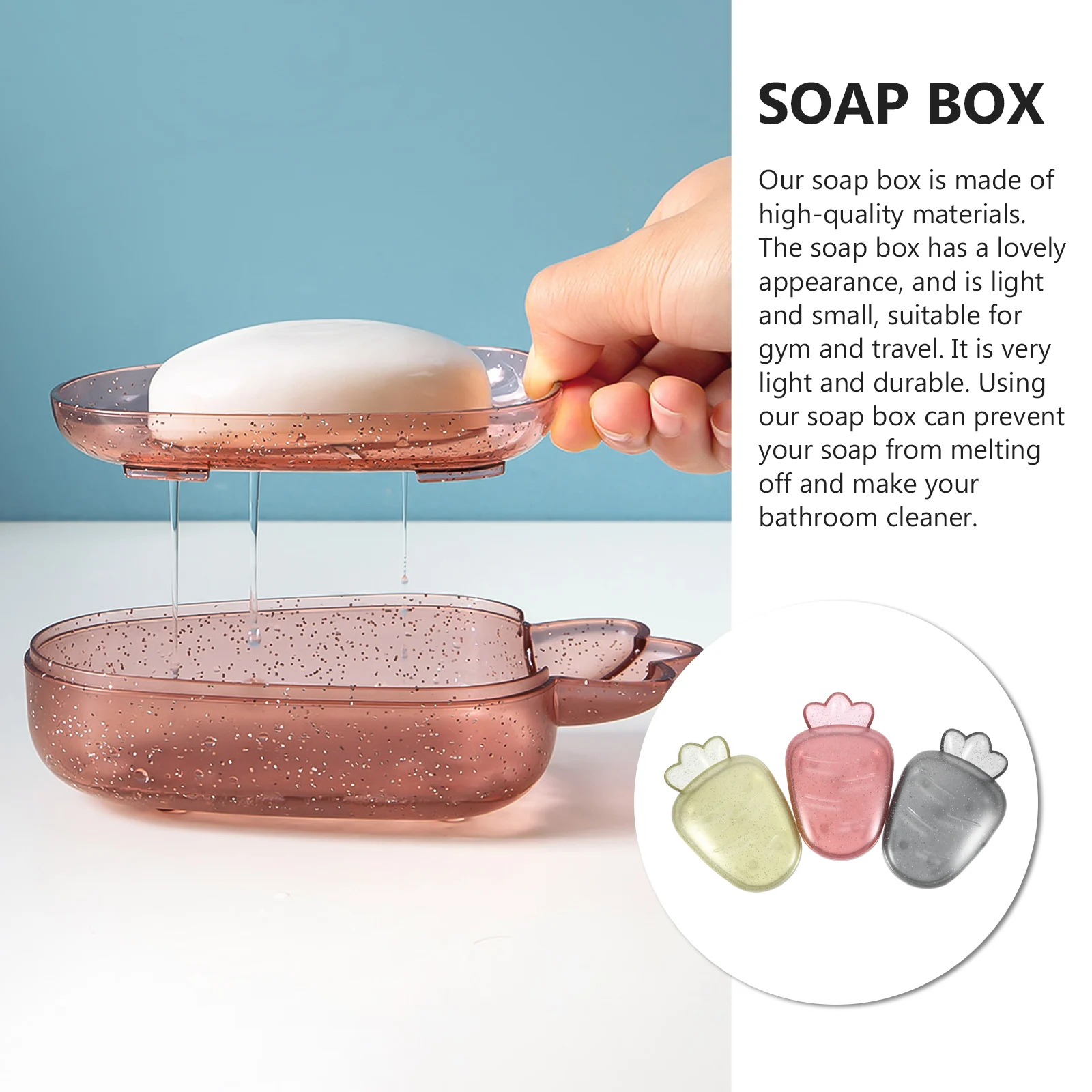 

3pcs Creative Cartoon Box Double-Layer Saver Hollow Design Bathroom Soap Dish Soap Storage Case For Home Use