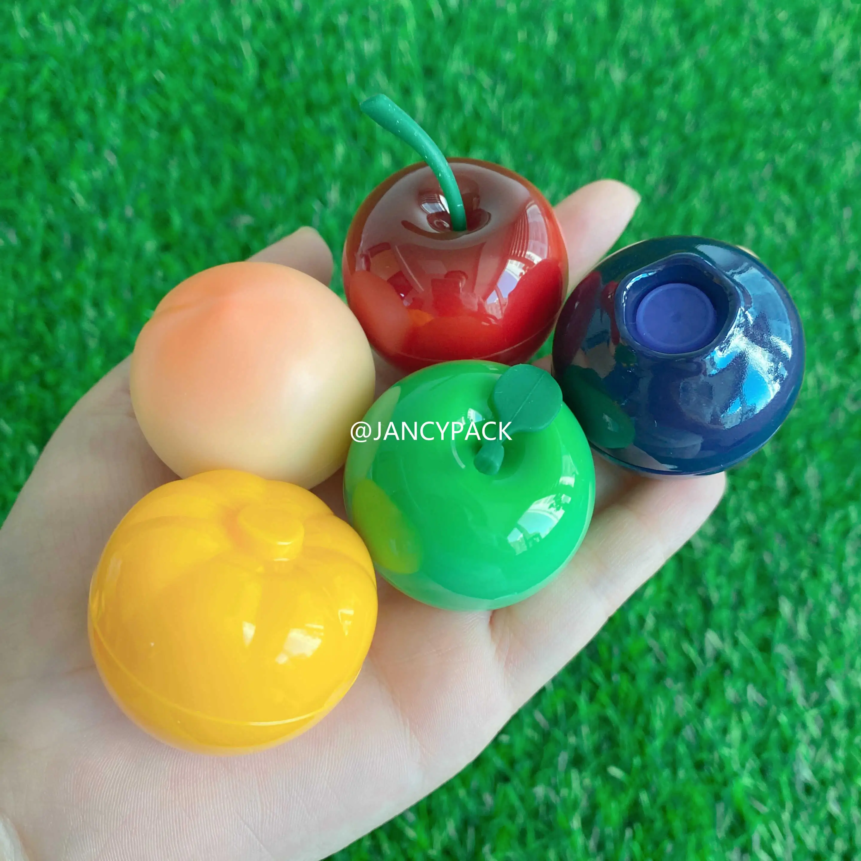 8g Mini fruta cereza manzana melocotón forma vacío pequeño contenedor de bálsamo labial botella de muestra crema de manos para ojos tarro