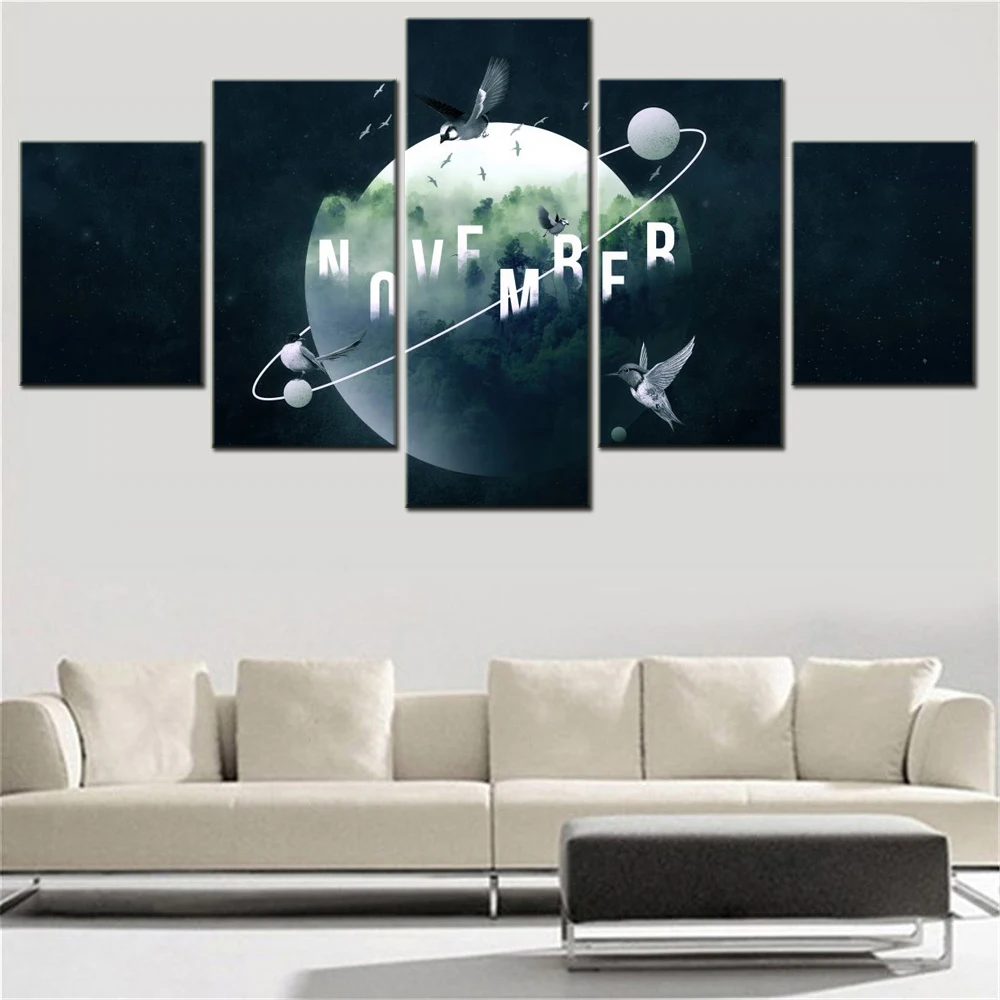 

5 Pieces Canvas Wall Arts Poster Painting Lifestyle November Wallpaper Modern Home Decor Picrture Printing For Living Room Mural